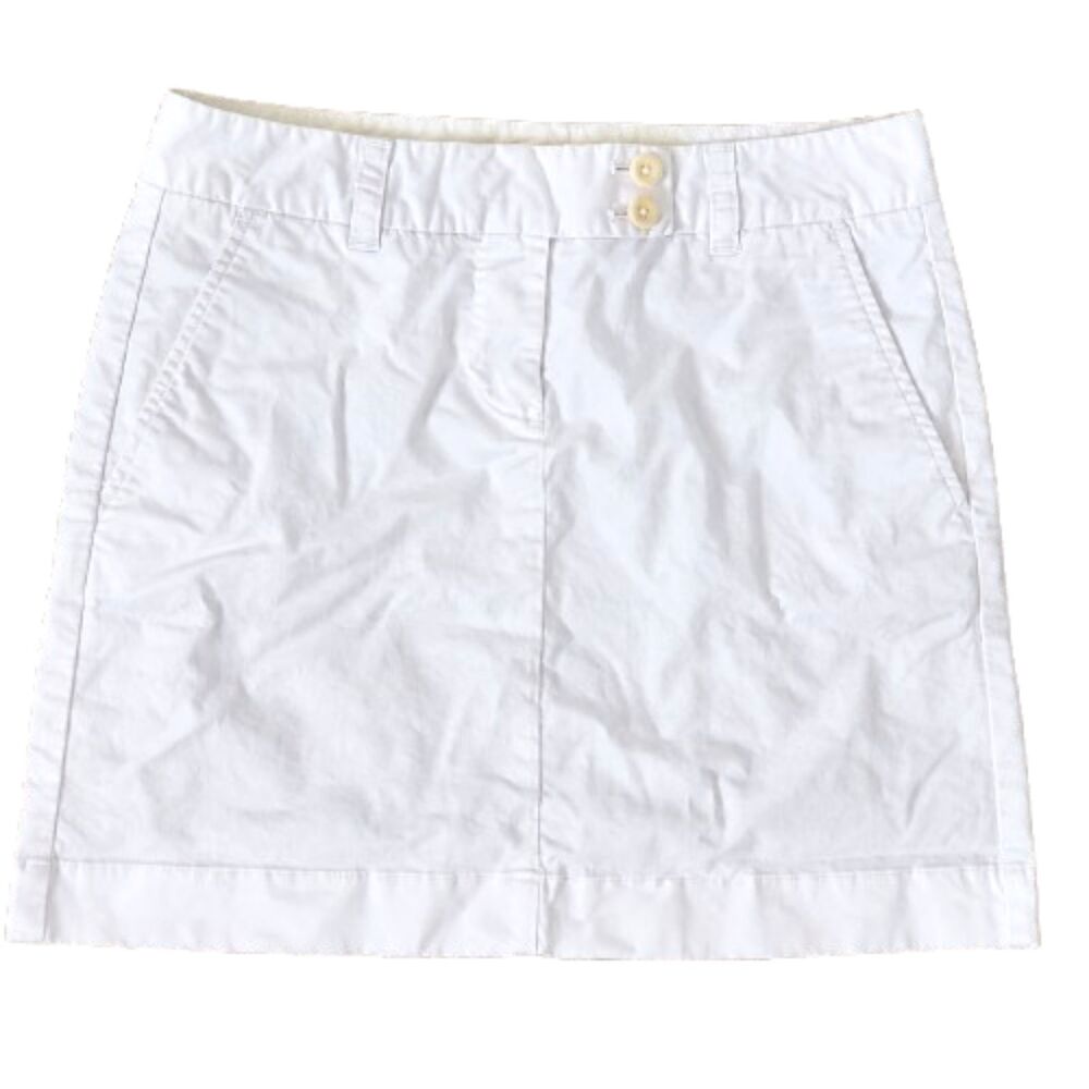 Vineyard Vines Womens Size 0 White Stretch Cotton Chino Mini Skirt Pockets Logo